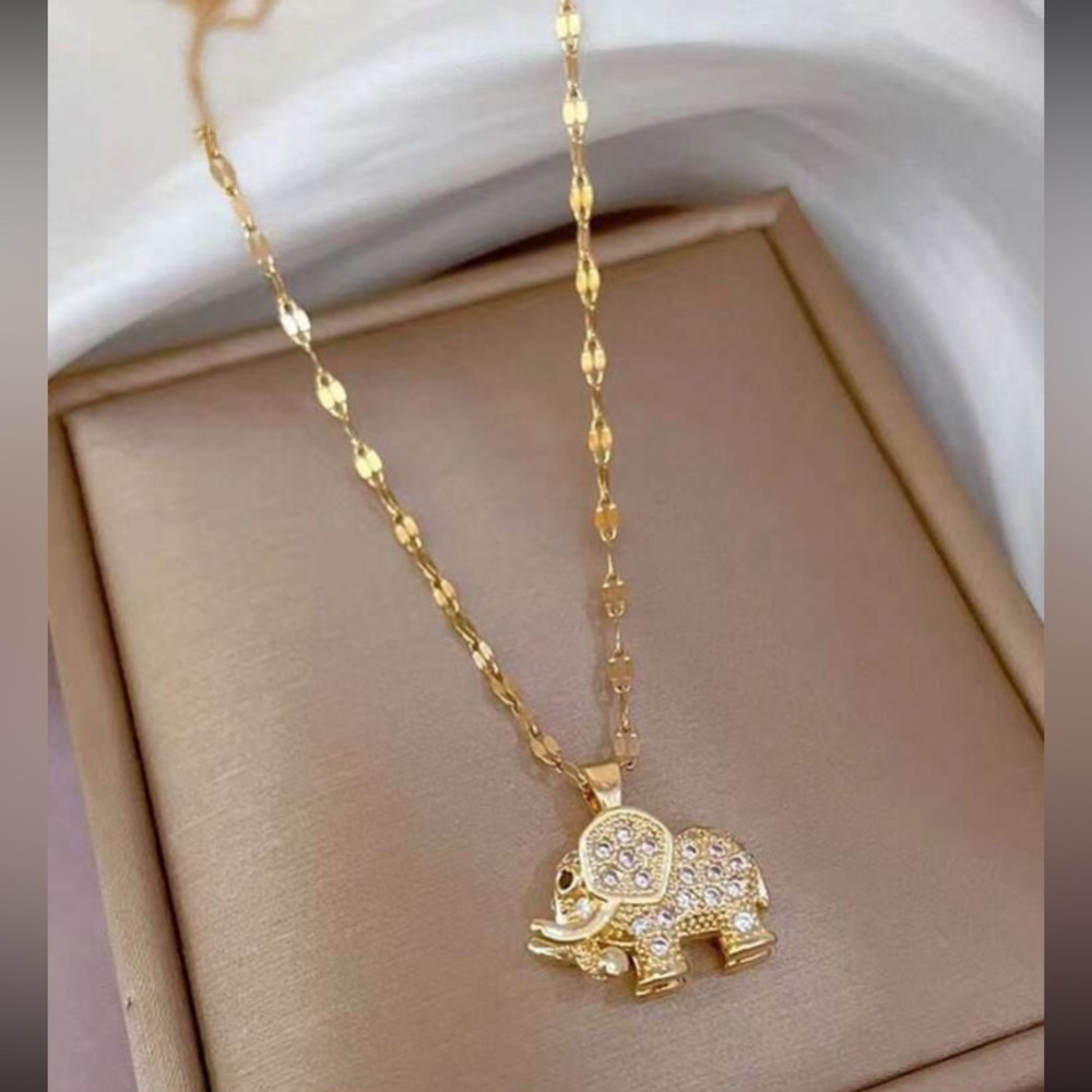 COPY - 1pc Stainless Steel 18K Gold Plated Pendant Necklace With Zirconia Stone